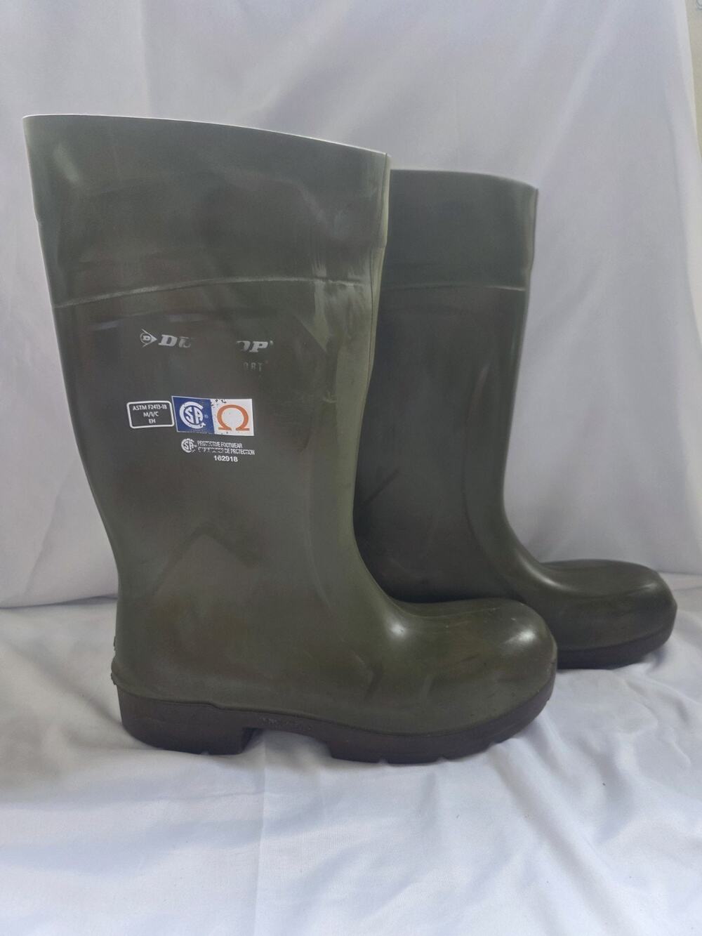 Dunlop Protective Safety Work Boots Green PVC Steel Toe EH Waterproof Men's US11